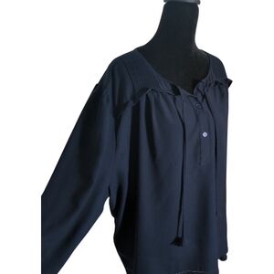 Joie XXL Navy Bohemian Blouse Lightweight Cottagecore Flowy Casual Festival Chic